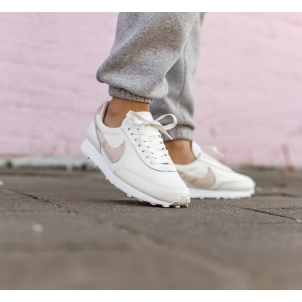 Nike Women’s Retro Runner Sneakers in White and Light Beige